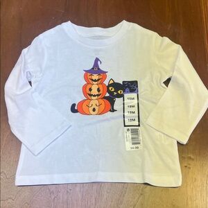 Child’s  Halloween Pumpkin Cat Long Sleeve Shirt 18 month new